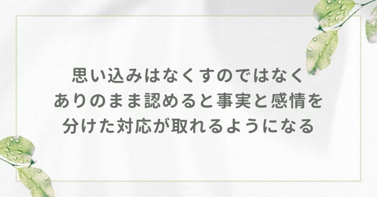 思い込みはなくすのではなくありのまま認めると事実と感情を分けた対応が取れるようになる